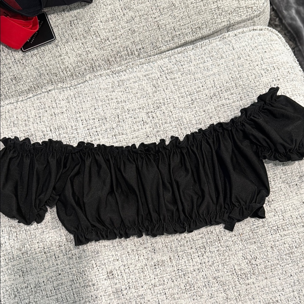 Black Off-Shoulder Ruffled Top